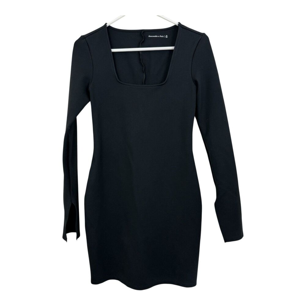 Abercrombie & Fitch Mini Dress Womens ST Small Tall Black Bodycon Square Neck